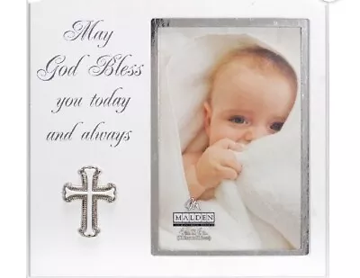 Malden Religious Photo Frame White 4x6 Baby Christening NIB • $10