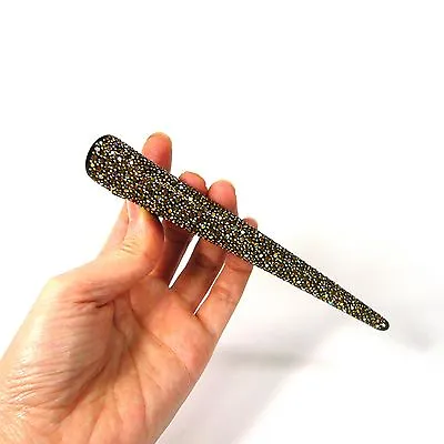 Extra Large Long Crystal Rhinestone Beaded Bejeweled Black Resin Hair Clip Claw  • $54.99