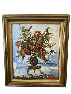 Vintage Morris Katz 1974 Original Oil On Board Painting Flowers - 27.5” X 31.5” • $175