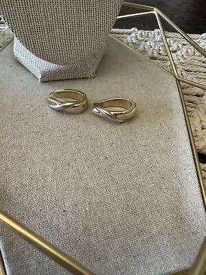 14k Gold Two Tone Hoop Earrings - Vintage - 5 Grams • $215