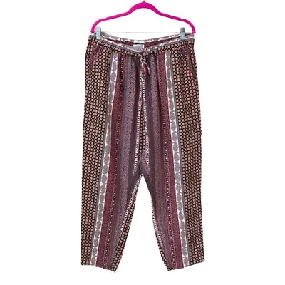 Rachel Zoe Boho Tribal Print Women’s Drawstring Linen Lounge Pants Plus Size 1X • $19.99