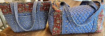 Vera Bradley SET VINTAGE FRENCH BLUE Paddy Tote BAG & SMALL DUFFLE Retired 1999 • $65