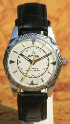 Antique Vintage Swiss Roamer FHF ST96 17Jewels Hand Wind White Dial Wristwatch • $72.70