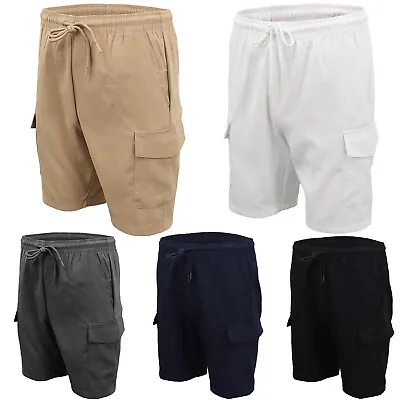 Men's Cargo Shorts 4 Pockets Cascual Work Trousers Active Pants Elastic Waist • $11.63