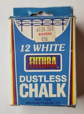 Vintage Futura Dustless White Chalk Non Toxic Partial Box 10 Sticks One Broken • $9.99