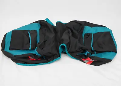 Vintage 1980's European Bicycle  Bike  Canvas Saddle Bags Black And Green (Teal) • $45