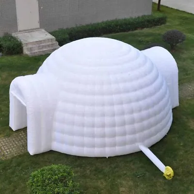 White Inflatable Igloo Dome Tent With LED Lights 2 Doors Outdoor Camping Party • £789.90