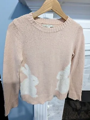 Light Pink LC Lauren Conrad White Rabbits Sweater-Size Small Fuzzy Cotton Blend  • $12