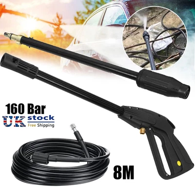 £19.99 • Buy High Pressure Washer Spray Gun And 8M Washing Hose Kit For Car Jet Lance 150 Bar