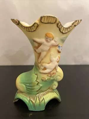 $16.60 • Buy Vintage Cornucopia Vase With Cherubs