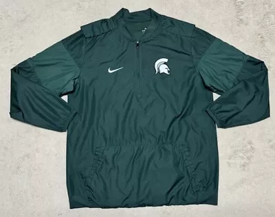 Nike Michigan State Spartans Jacket Men's Large Green Pullover Quarter Zip Wind • $16.99