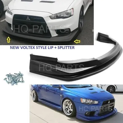 Fits 08-15 Lancer Evolution X EVO X V Style Front Bumper Lip Chin + Splitter PU • $218.88