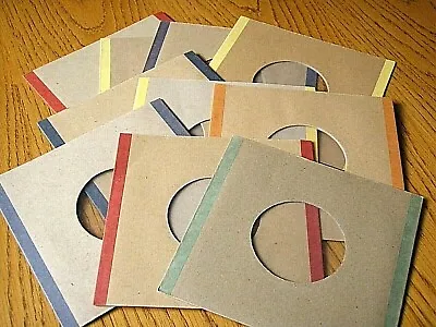 10 CARD X 7  BROWN POLY LINED COLOURED EDGED CARDBOARD RECORD SLEEVES(EXCELLENT) • £9.89