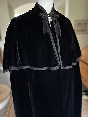 Yves Saint Laurent Rive Gauche Vintage 70's Velvet Soutache Trim Cape W Tassel's • $499