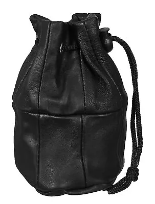 Ladies Gents Leather Drawstring Wrist Pouch Money Change Coin Holder HQ Bag New • £4.49