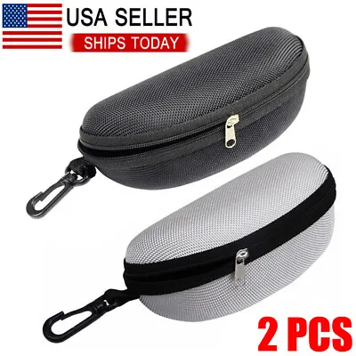 2PCS Portable Eye Glasses Case Sunglasses Protector Box Belt Clip Hard Zipper • $7.99