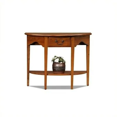 Leick Furniture Wood Demilune Console Table In Medium Oak Finish • $167.99