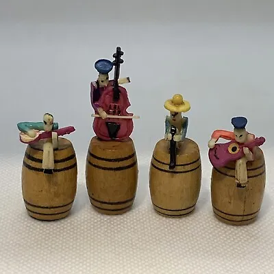 Vtg. Ragtime Band On Wood Barrels Japan Four 1940's Miniature Music Instruments • $11.95