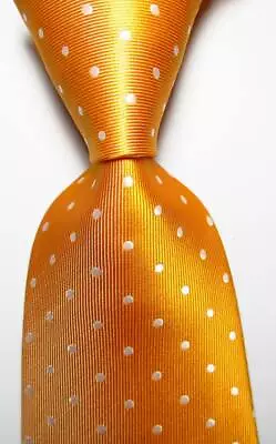 New Classic Polka Dot Yellow White JACQUARD WOVEN Silk Men's Tie Necktie • $8.99