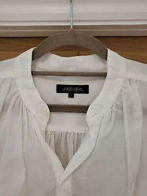 Women’s Jaeger Cotton White Blouse Size 8-10 • £12.90
