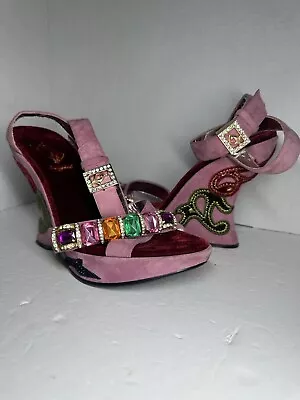 Baby Phat Colorful Chunky Color Stone Wedge Heels Size 7.5 Summer Vibes • £43.43