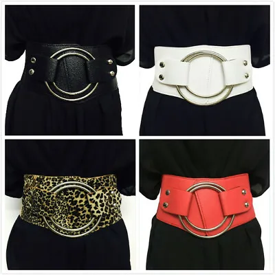 Women Wide Elastic Buckle Belt Corset Girdle Leather Waistband • £7.99