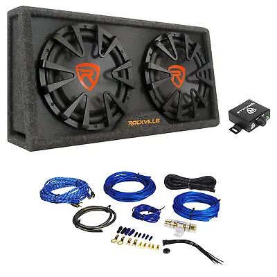 Rockville RG212CA 2000w Dual 12  Vented Powered Car Subwoofer Enclosure+Amp Kit • $254.95