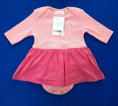 £4.99 • Buy NEXT Baby Girl Bodysuit Dress First Size Newborn Outfit Pink Dog Dressbody