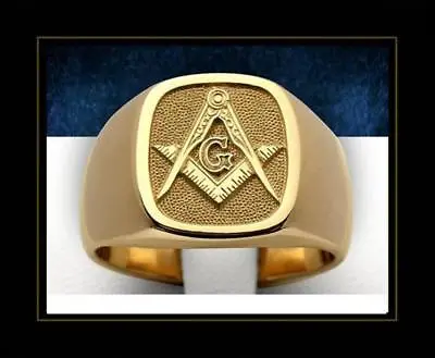 Hot Sale Mason Masonic No Stone Gold Plated Brass Men Custom Ring Size 7-15 • $30.99