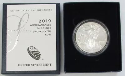 2019 W Burnished American Silver Eagle Box Coa 19eg • $49