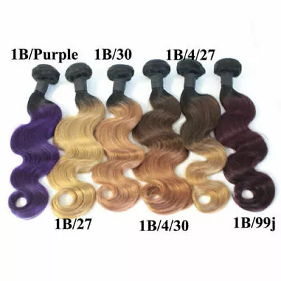 12A PERUVIAN VIRGIN HUMAN HAIR MULTI-COLOR 2TONE/3TONE OMBRE HAIR BODY WAVE 100g • $55.94