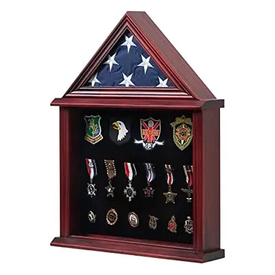 Tieeqe Solid Wood Flag Display Case Military Shadow Box Fit A Folded 3x5 Flag • $99.56