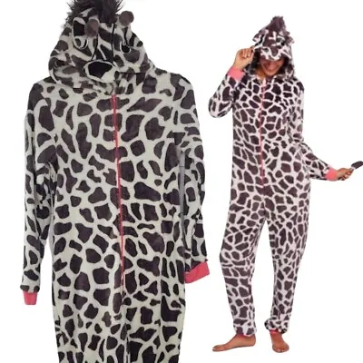 Giraffe One Piece Pajamas Costume Secret Treasures Small Women's Hooded Tail • £24.08