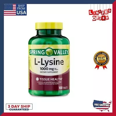 Spring Valley L-Lysine Amino Acid Supplements 1000 Mg 100 Count • $5.98