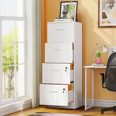 Vertical Wood Filing Cabinet Organizer File Cabinet Office Storage With 4 Drawer • $92.99