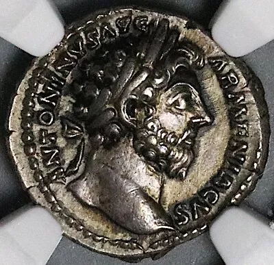 164 NGC Ch XF Marcus Aurelius Denarius Roman Empire Felicitas (24032203C) • $695