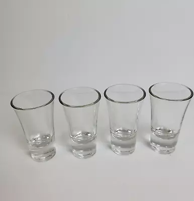 Shot Glasses Set 4 Clear  3.5  Tall Recessed Thick Bottom Vintage • $15