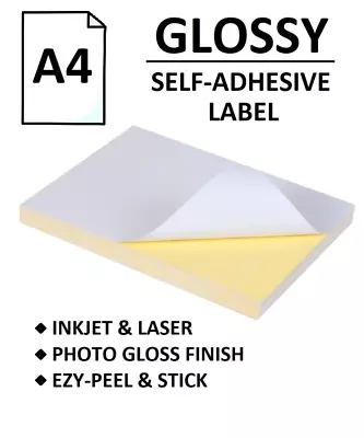50 Sheets A4 Glossy Self Adhesive Sticker Label Paper - Inkjet & Laser Print • $19.99