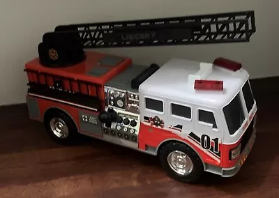 EUC MIGHTY FLEET Motorized Fire Engine Truck With Ladder Lights Sounds • $22