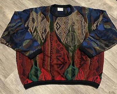 Original Vintage COOGI Australia Multicolor 3D Chunky Biggie Cosby Sweater XL • $140