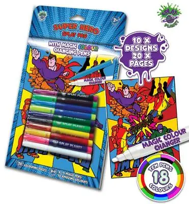 Splat Planet Superhero Magic Colouring Book With Magic Colour Changing Pens • £9.95