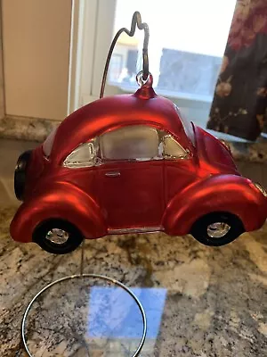 VTG Oversized Handpainted Mercury Glass Ornament Red Car Volkswagen Dept 56 • $14.99