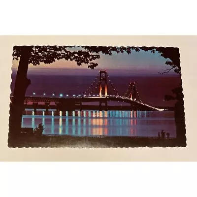 The Mackinac Bridge Michigan Water Wonderland Vintage Penrod Hiawatha Postcard • $4.99