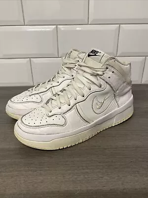 Nike Dunk High Up Trainers UK Size 6 Triple White High Hi Top Boots DH3718-100 • £24.95