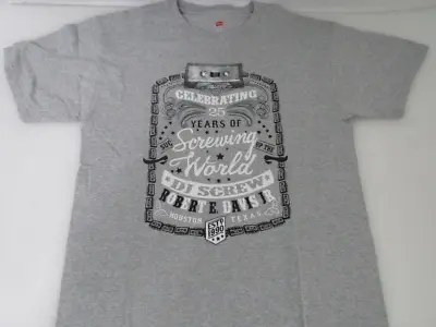 D J Screw 25 Years Screwing World Hanes Cotton Blend Monogram T-shirt Size M • $14.99