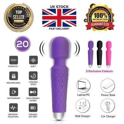 Magic Massage Wand Vibrating Full Body Massager USB Rechargeable Waterproof UK • £11.69