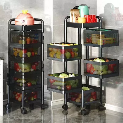 Multi Tier Kitchen Rotating Storage Trolley Shelf Organiser Vegetable Fruit Rack • £45.94