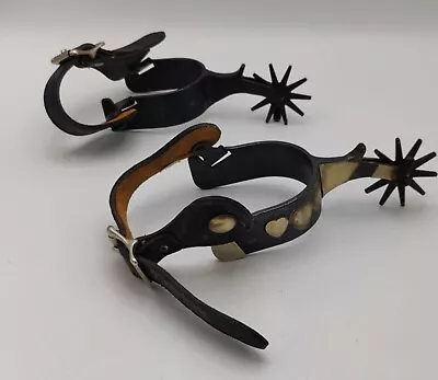 Vintage Nocona Woman's Spurs W/ Inlayed Hearts Includes Leather Straps Very Rare • $199.50