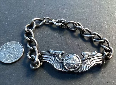 Wwii Sterling Navigator Wings Sweetheart Bracelet • $19.50