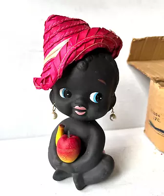 Vintage Kewpie Kenmar Porcelain Bobblehead W Original Box Black Caribbean Girl • $195